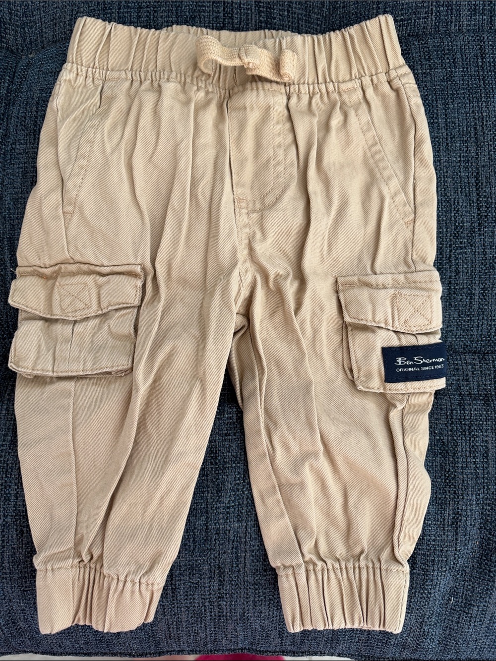 Ben Sherman Kids Beige Cargo Joggers with Drawstring